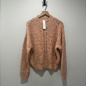 Topshop Dusty Rose Cable Knit Turtleneck Sweater 12 NWT